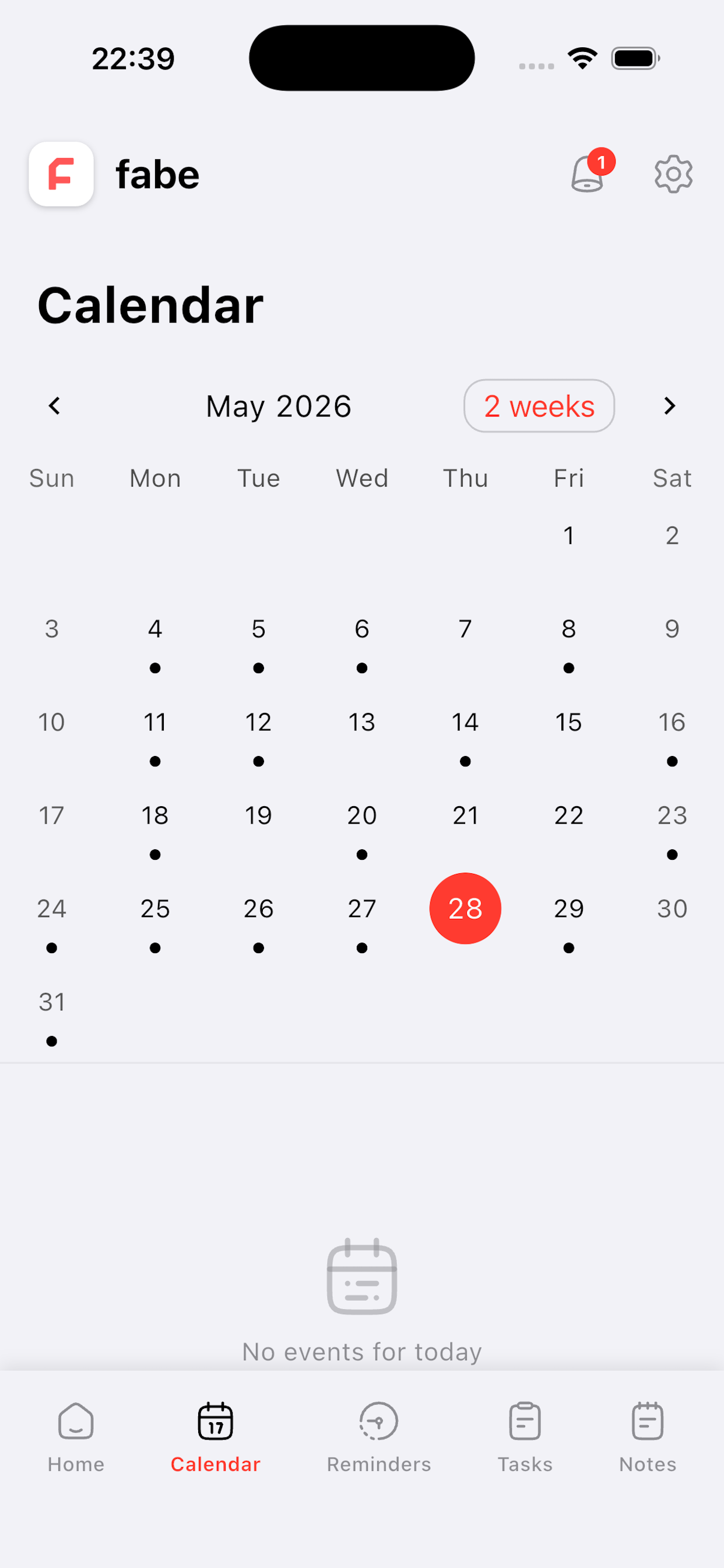 fabe calendar on iPhone