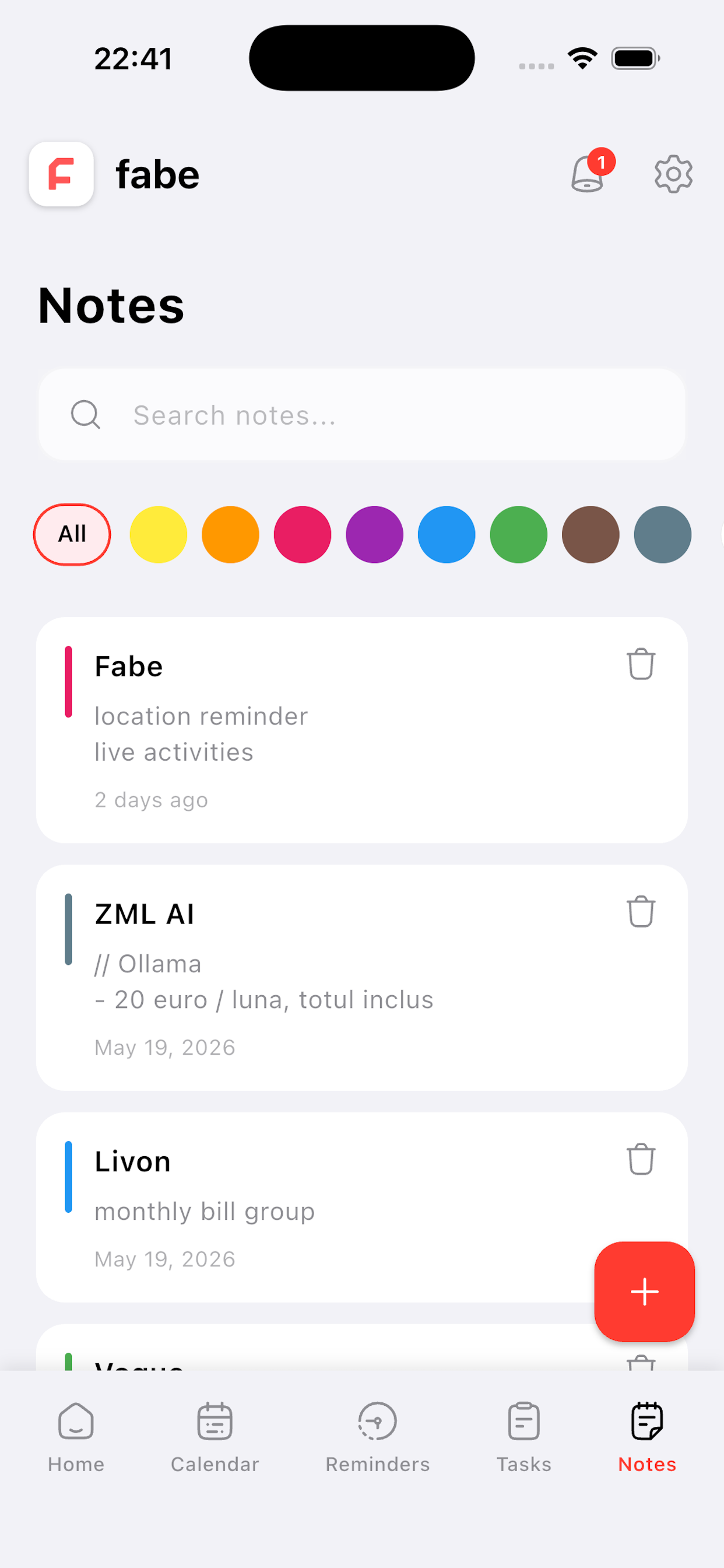 fabe notes on iPhone