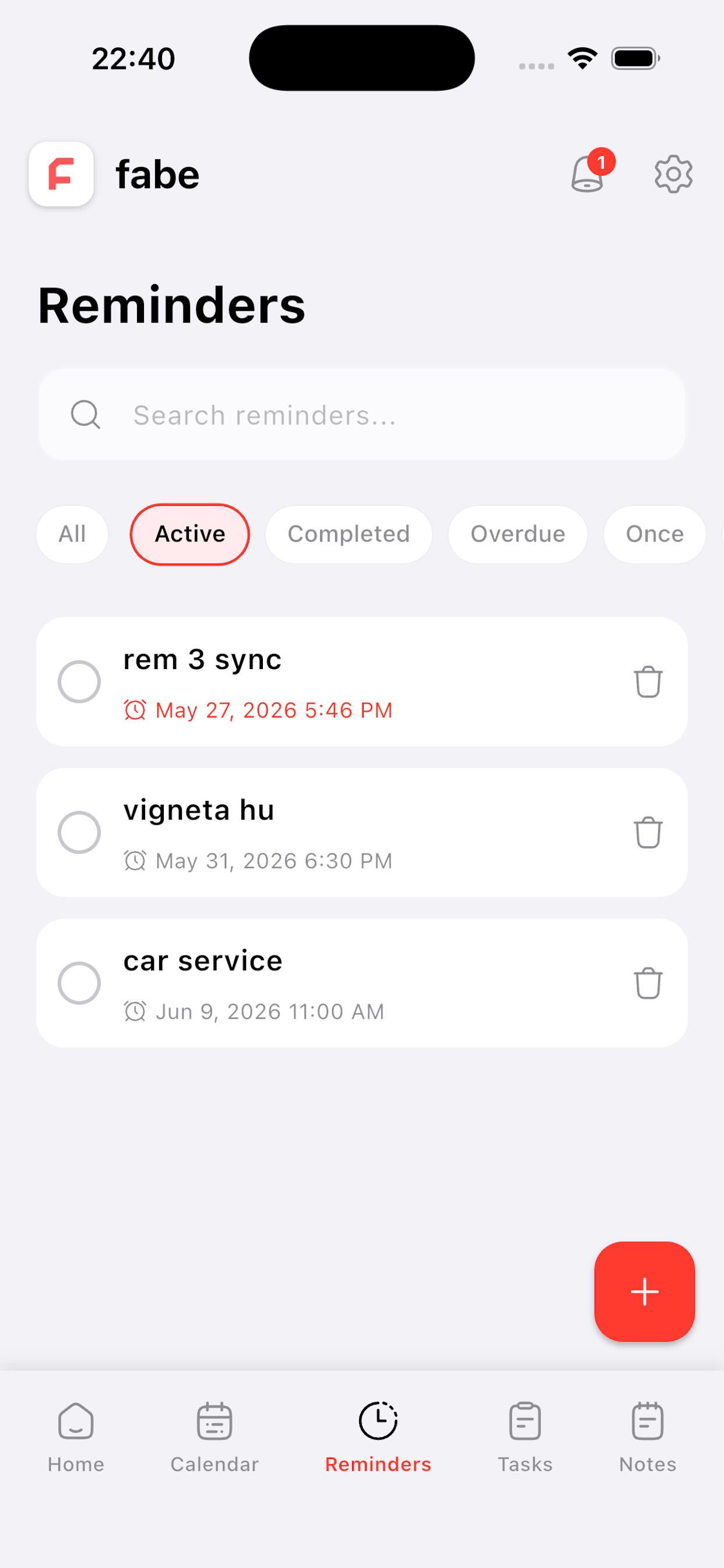 fabe reminders on iPhone