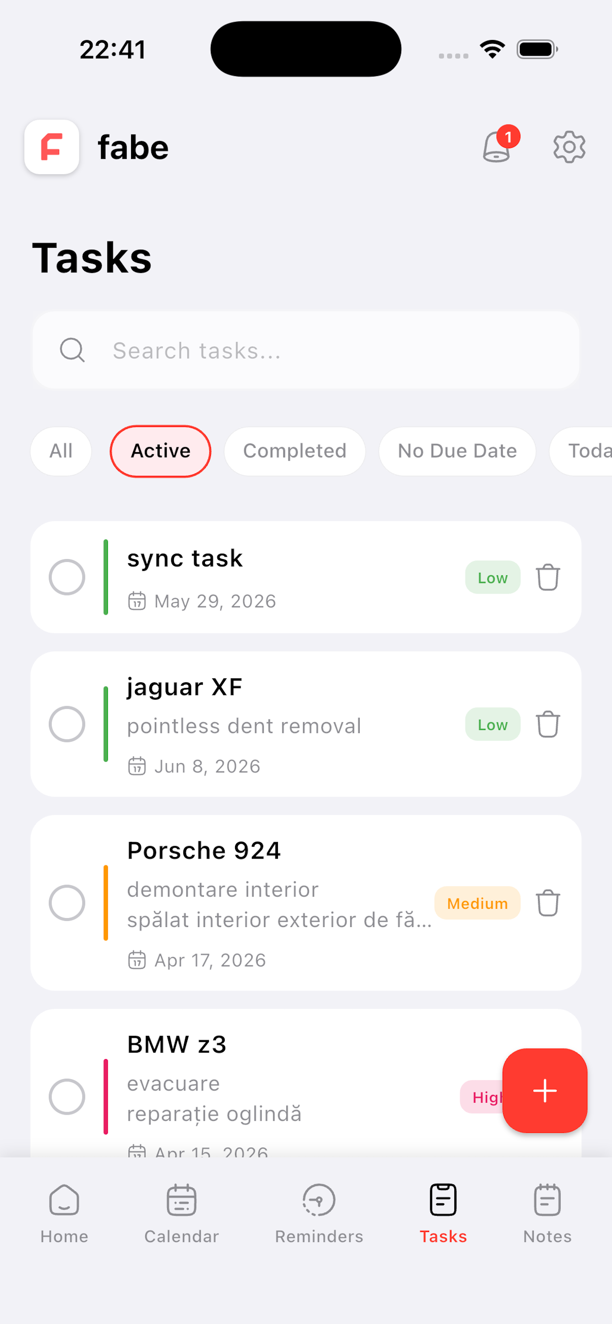 fabe tasks on iPhone