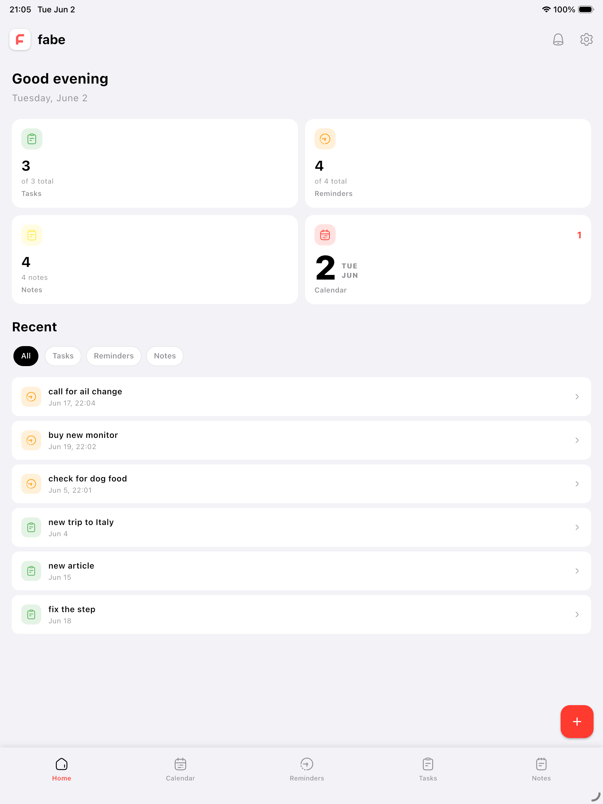 fabe home on iPad