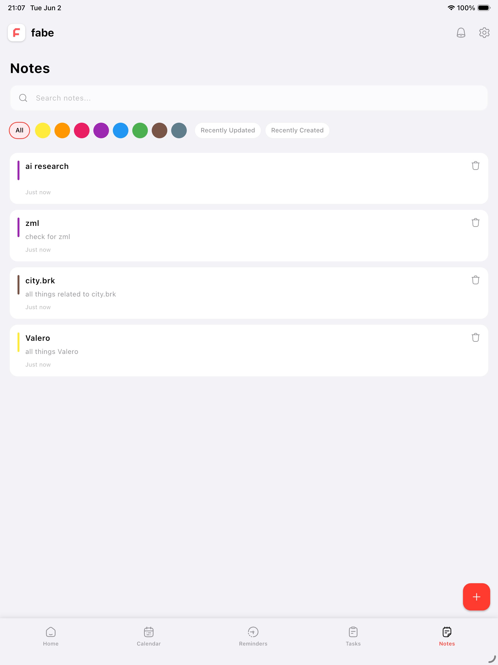 fabe notes on iPad