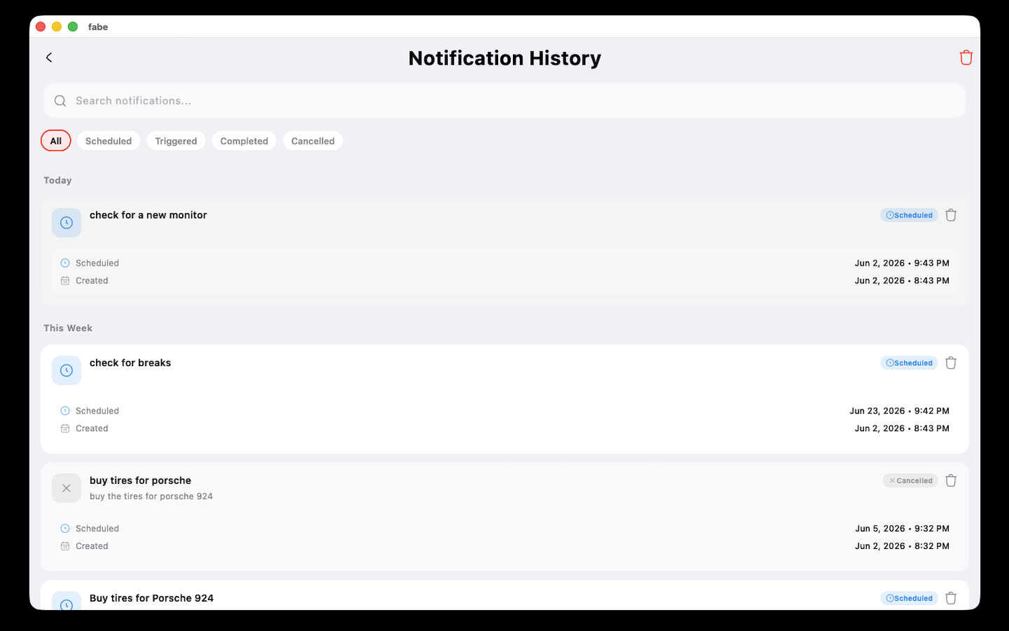 fabe notifications on Mac