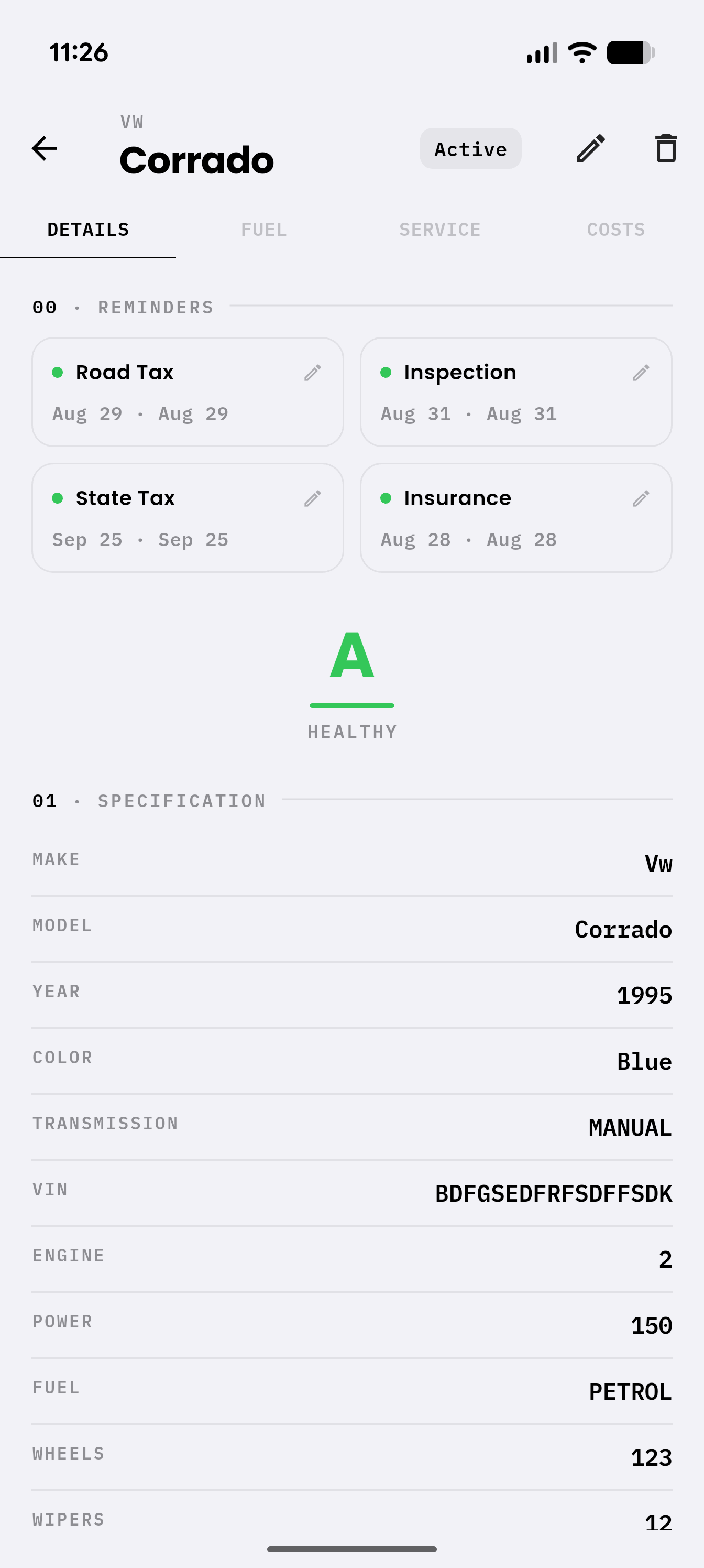 Report view screenshot